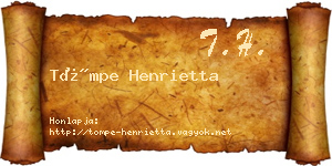 Tömpe Henrietta névjegykártya